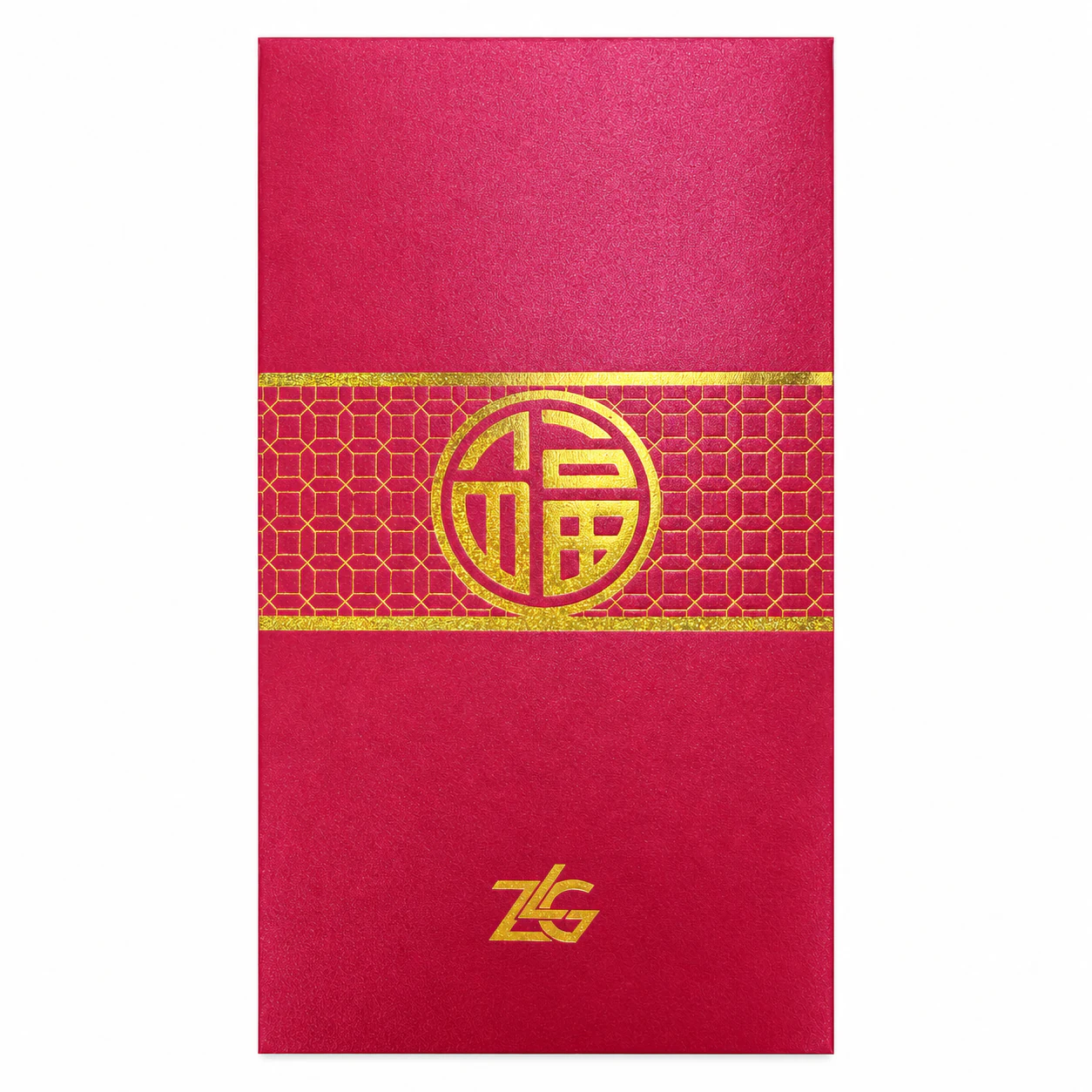 玫红窗格圆福红包